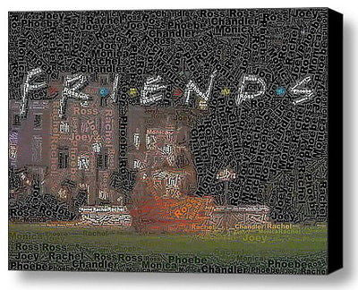 Friends TV Show Characters Word Mosaic neat Framed 9X11 Limited Edition Art wCOA