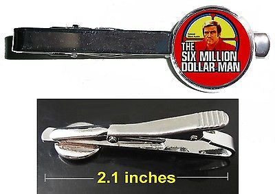 The Six Million Dollar Man Steve Austin Tie Clip Clasp Bar Slide Silver Metal