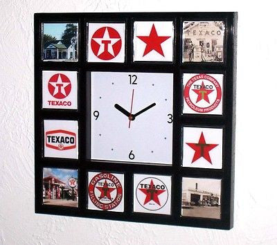 History of Texaco Gas Oil logo Clock with 12 pictures