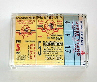 NY Yankees World Series Ticket Perfect Game Paperweight