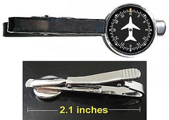 Airplane Airline Pilot Cockpit Gauge Tie Clip Clasp Bar Slide Silver Metal Shiny , Private Aircraft - n/a, Final Score Products
