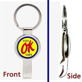retro OK Used Cars sign Pennant or Keychain silver tone secret bottle opener , Chevrolet - n/a, Final Score Products
