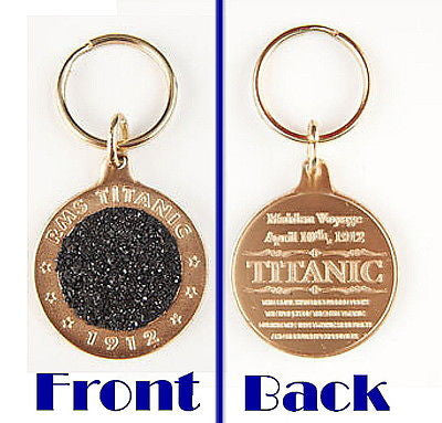 Authentic real Titanic Coal relic bronze metal key chain from The Highland Mint