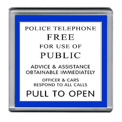 Dr. Who Tardis Police Sign Coaster 4 X 4 inches , Mugs & Coasters - n/a, Final Score Products
