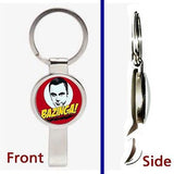 The Big Bang Theory Bazinga Pennant or Keychain silver tone secret bottle opener , Keyrings - n/a, Final Score Products
