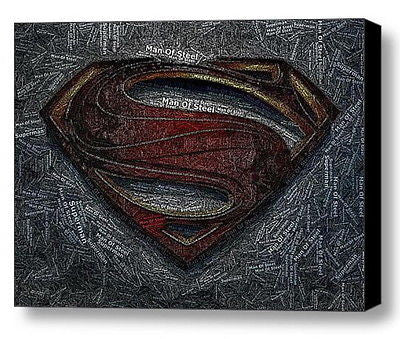 Word Mosaic INCREDIBLE Superman Man Of Steel Framed 9X11 inch Art w/COA