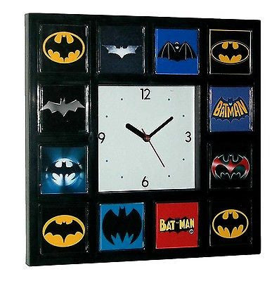Best History of Batman Clock Bat Signal Movie TV Comics with 12 classic logos