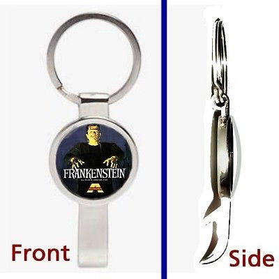 Frankenstein Aurora Monster Pendant or Keychain silver tone secret bottle opener