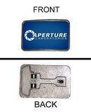 Portal 2 Aperture Laboratories promo metal belt buckle nickle finish , Video Game Memorabilia - n/a, Final Score Products
