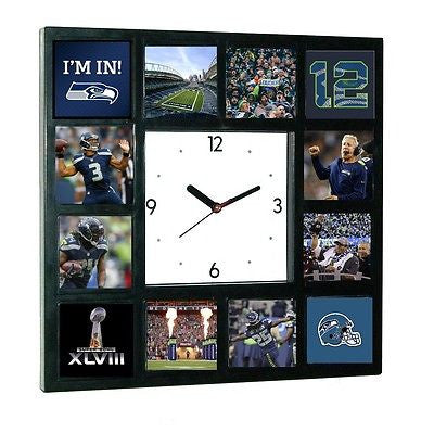 Seattle Seahawks Super Bowl 12th man Russell Wilson Richard Sherman Clock , Football-NFL - n/a, Final Score Products
