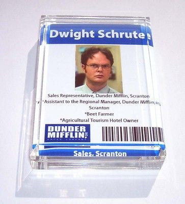 Acrylic Dwight Schrute Executive Desk Top Paperweight