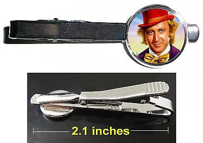 Willy Wonka Gene Wilder Chocolate Factory Tie Clip Clasp Bar Slide Silver Metal