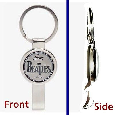 The Beatles Drum Kit Pennant or Keychain silver tone secret bottle opener