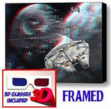 Star Wars Millennium Falcon Death Star Framed 3D Limited Edition Print +glasses , Vehicles - n/a, Final Score Products
