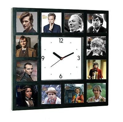 Dr. Who History of Doctors Clock with 12 pictures