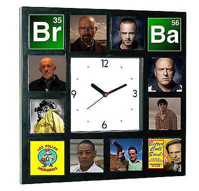 Breaking Bad Heisenberg Jesse Walter White Hank Saul Mike Clock with 12 pictures