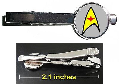 Star Trek Gray Medical Emblem Tie Clip Clasp Bar Slide Silver Metal Shiny