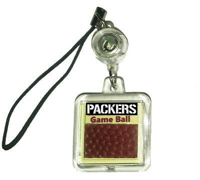 Green Bay Packers Game Used NFL Football Cell Phone Charm or Key Chain , Footballs - n/a, Final Score Products

