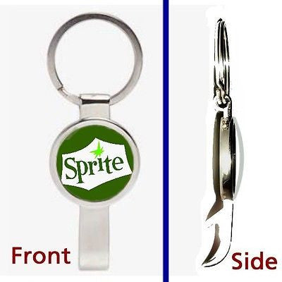classic retro Sprite Soda Pop Pendant Keychain silver tone secret bottle opener