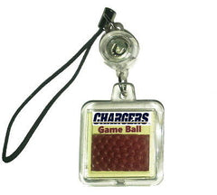 San Diego Chargers Game Used NFL Football Cell Phone Charm or Key Chain , Footballs - n/a, Final Score Products

