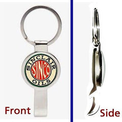 Retro Sinclair Gas and Oil Pennant or Keychain silver tone secret bottle opener , Sinclair - n/a, Final Score Products
