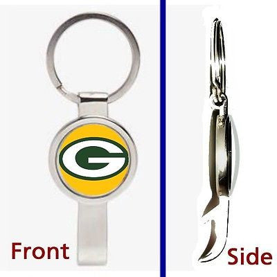 Green Bay Packers Pennant or Keychain silver tone secret bottle opener , Football-NFL - n/a, Final Score Products

