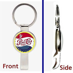 Vintage Pepsi Cola Cap Pennant or Keychain silver tone secret bottle opener , Other - Pepsi, Final Score Products
