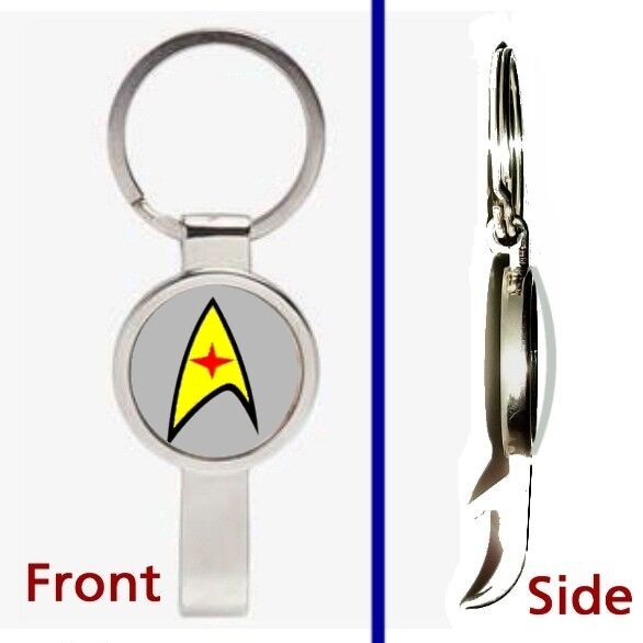 Star Trek gray Medical Pennant or Keychain silver tone secret bottle opener