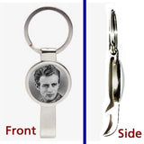 James Dean Pendant or Keychain silver tone secret bottle opener