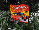 Retro Mini Die Cast Metal Hot Wheels Christmas Tree Holiday Ornament on card