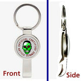 Official Zombie Killer Pennant or Keychain silver tone secret bottle opener