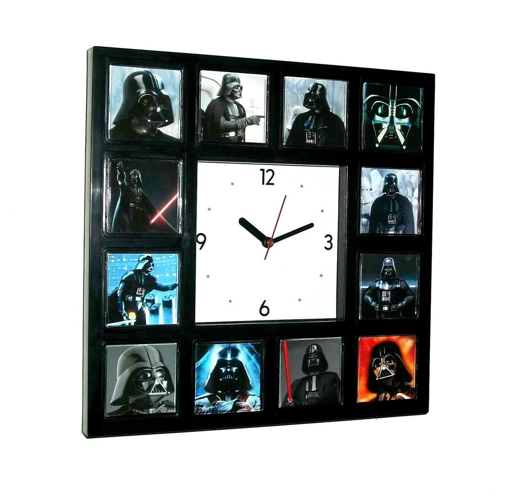 Faces of Darth Vader Star Wars Clock with 12 images some with Light Saber