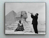 Rare Framed Louis Armstrong Playing Pyramid Sphinx Wife Vintage Photo Big Print