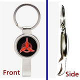 Star Trek Klingon Pennant or Keychain silver tone secret bottle opener