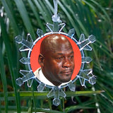 Bulls Crying Michael Jordan Snowflake Blinking Holiday Christmas Tree Ornament