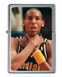 Indiana Pacers Reggie Miller Choke Flip Top Lighter Brushed Chrome with Vinyl