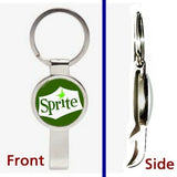 classic retro Sprite Soda Pop Pendant Keychain silver tone secret bottle opener