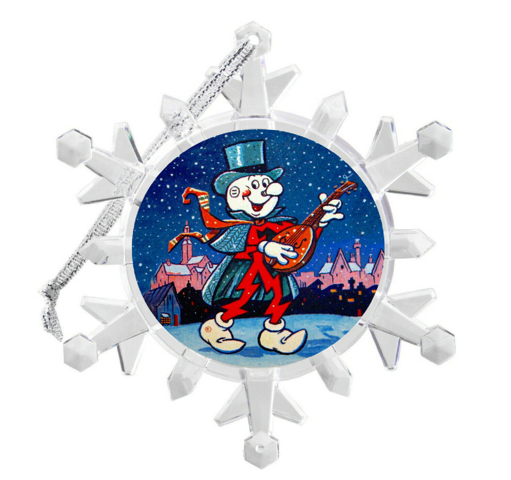 Reddy Kilowatt retro Snowflake Blinking Light Holiday Christmas Tree Ornament