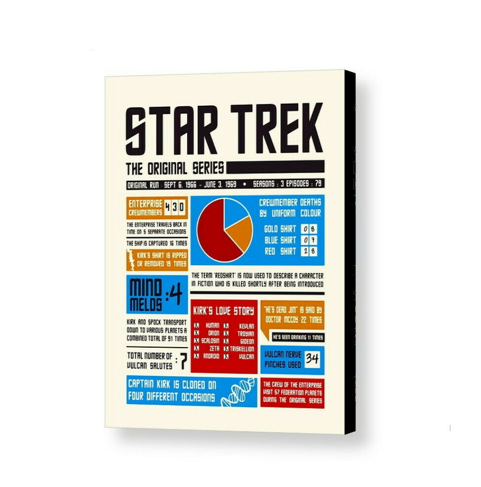 Framed Original Star Trek TOS 8.5 X 11 Numbers InfoGraphic. Nice Giclée Print