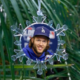 LA Dodgers Clayton Kershaw Snowflake Blinking Holiday Christmas Tree Ornament