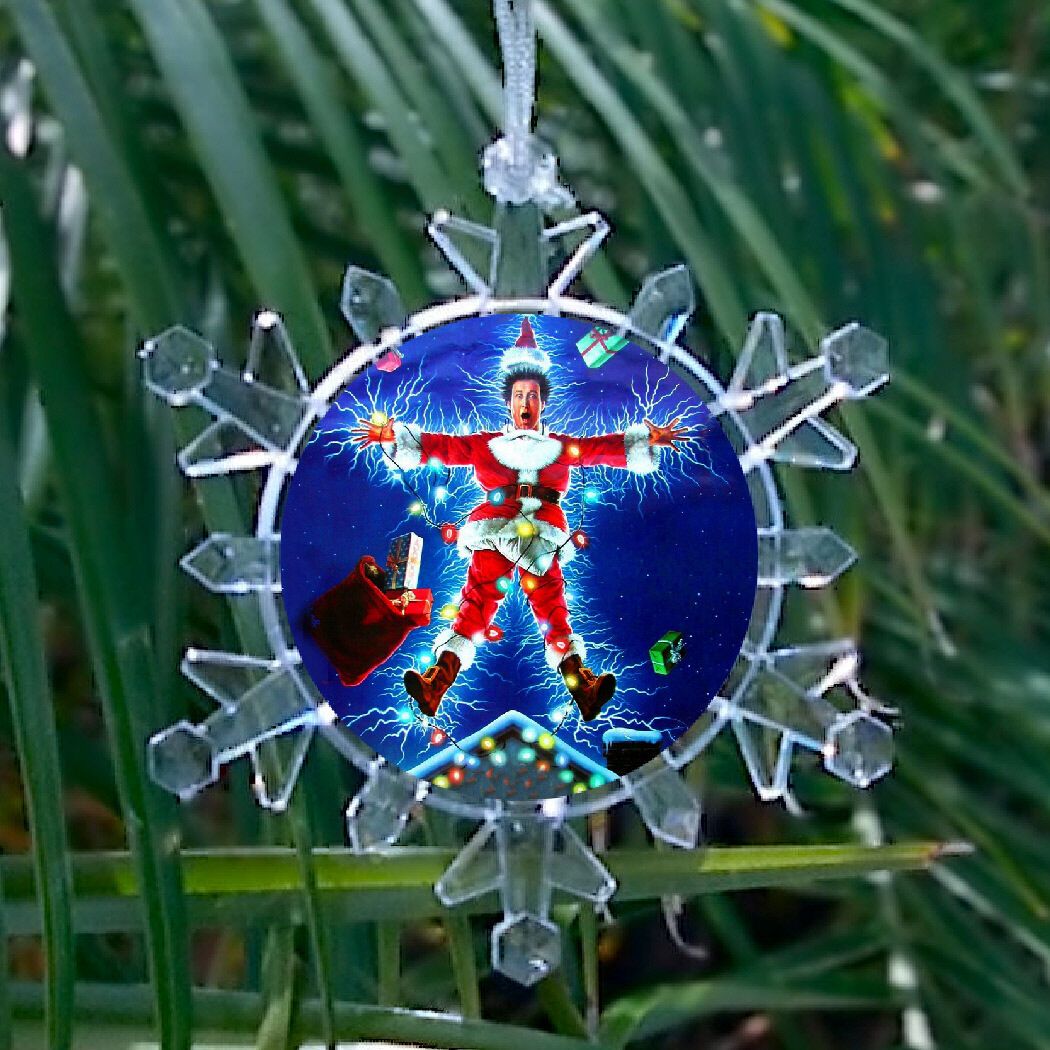 Christmas Vacation Movie Chevy Chase Snowflake Blinking Holiday Tree Ornament
