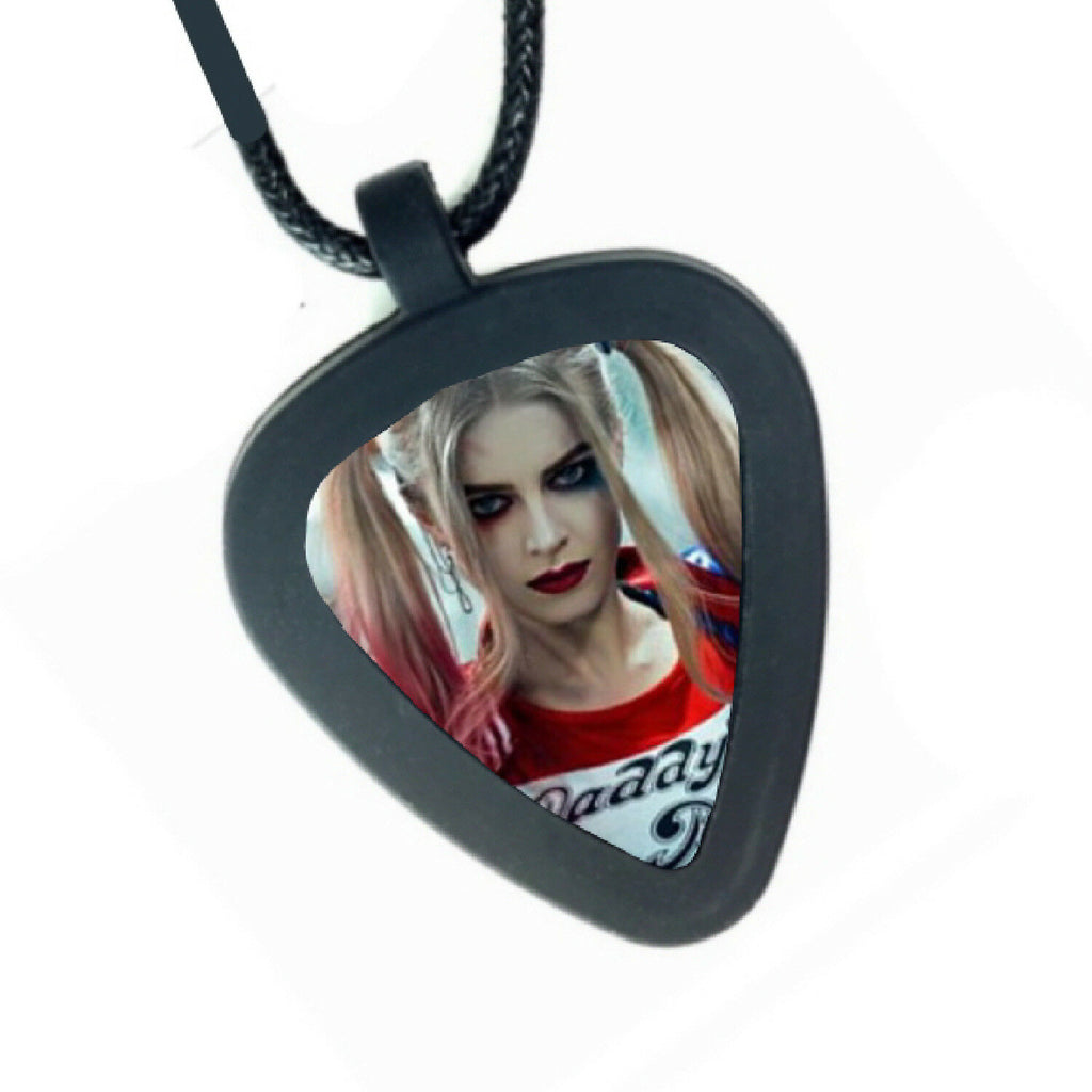 Harley Quinn Pickbandz Mens or Womens Real Guitar Pick Necklace