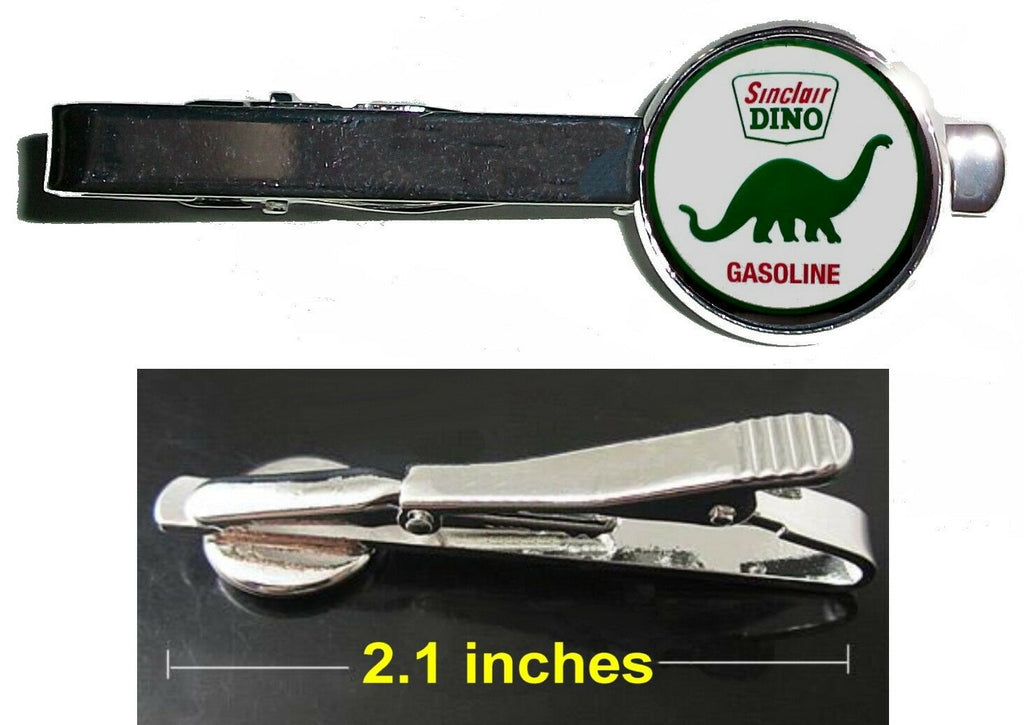 Sinclair Gasoline Oil Gas Dino Tie Clip Clasp Bar Slide Silver Metal Shiny