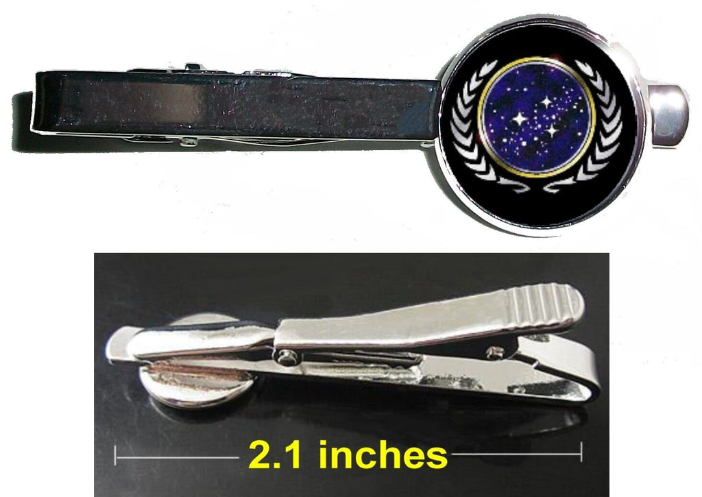 Star Trek Star Fleet Tie Clip Clasp Bar Slide Silver Metal Shiny