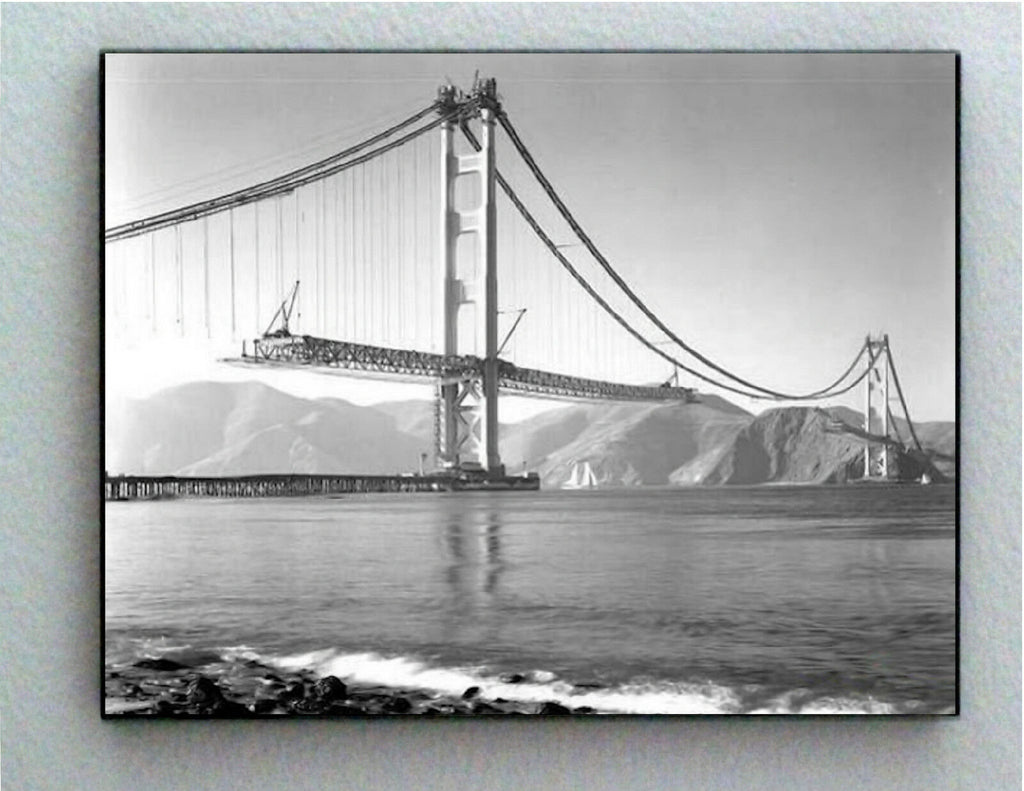 Rare Framed Golden Gate Bridge Construction Vintage Photo. Jumbo Giclée Print