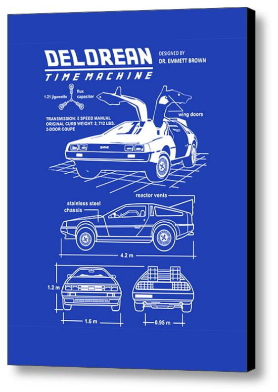 Back To The Future Delorean Time Machine Flux Capacitor Framed Blueprint Plans