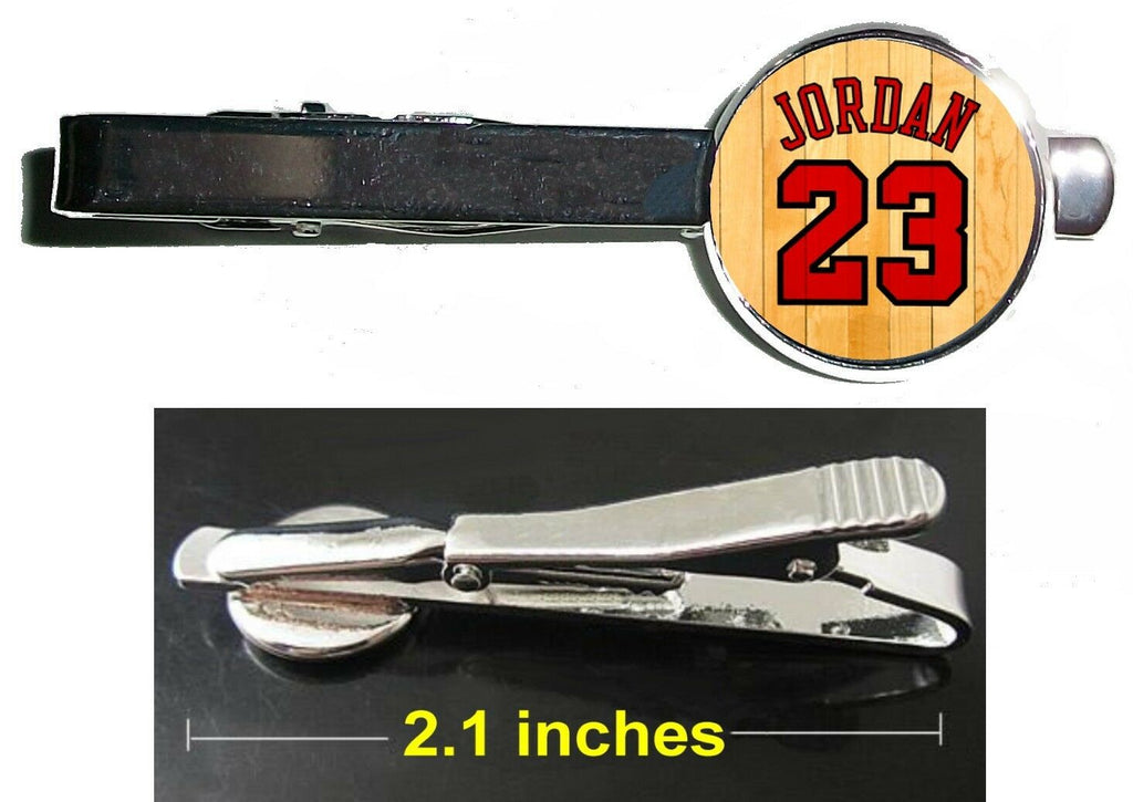 Michael Jordan Chicago Bulls Jersey Tie Clip Clasp Bar Slide Silver Metal Shiny