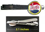 Pepsi Cola retro ad Tie Clip Clasp Bar Slide Silver Metal Shiny