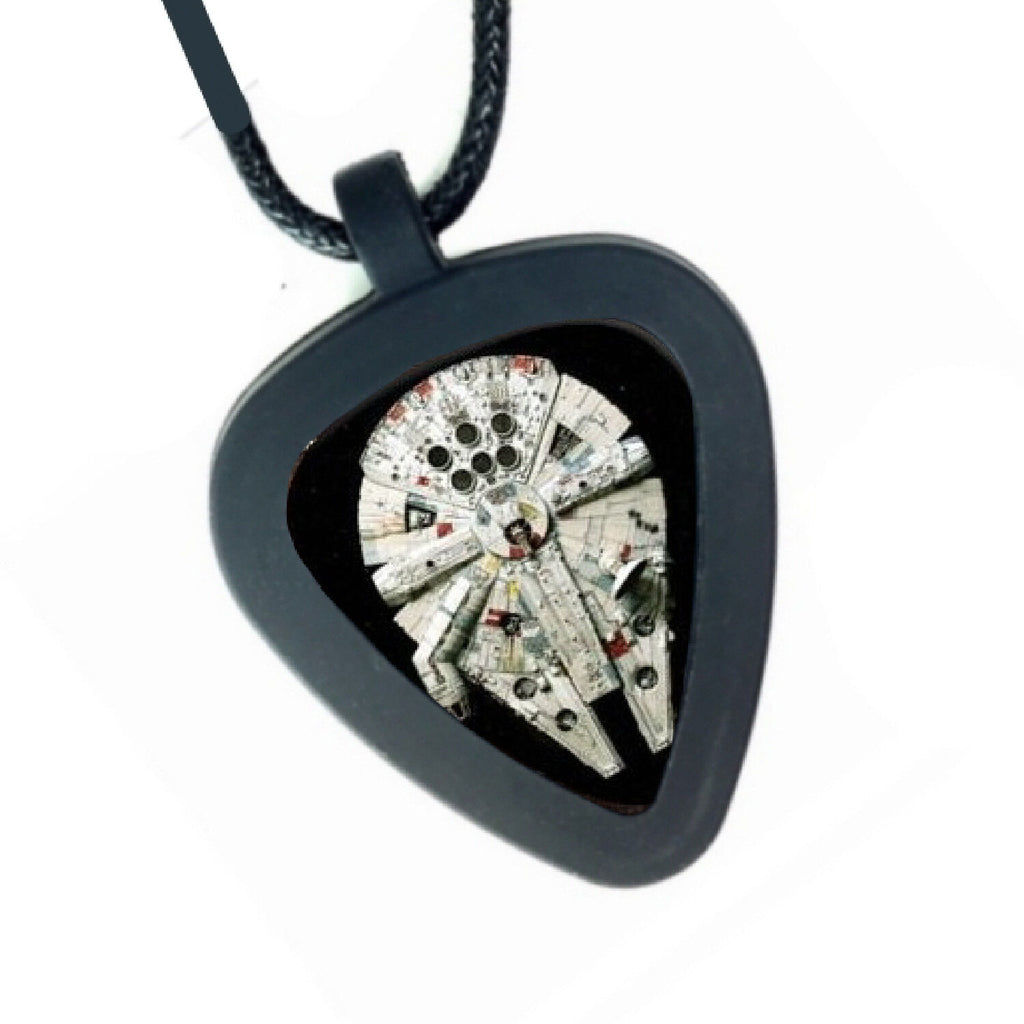 Pickbandz Mens or Womens Real Star Wars Millennium Falcon Guitar Pick Necklace