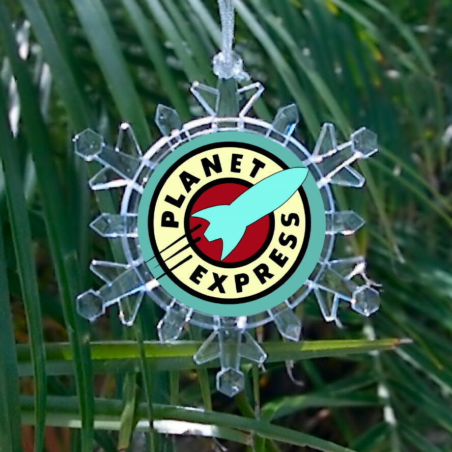 Futurama Planet Express Snowflake Color Blinking Holiday Christmas Tree Ornament